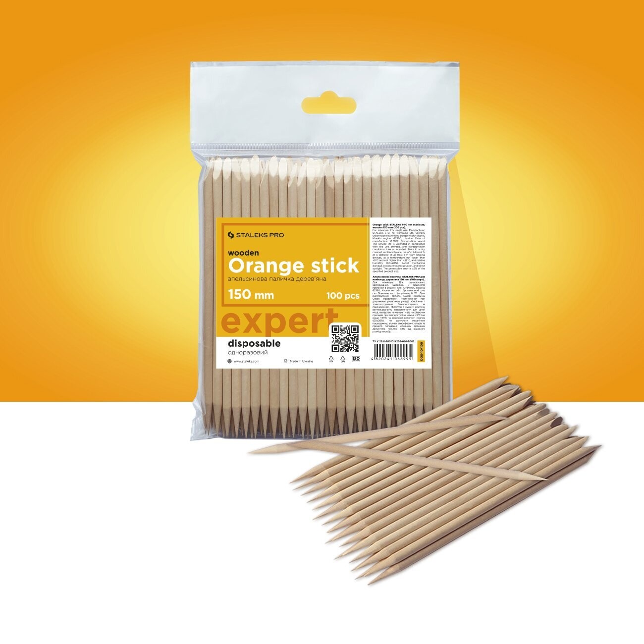Orangenholzstäpchen STALEKS PRO für Maniküre, Holz 150 mm (100 Stück)
