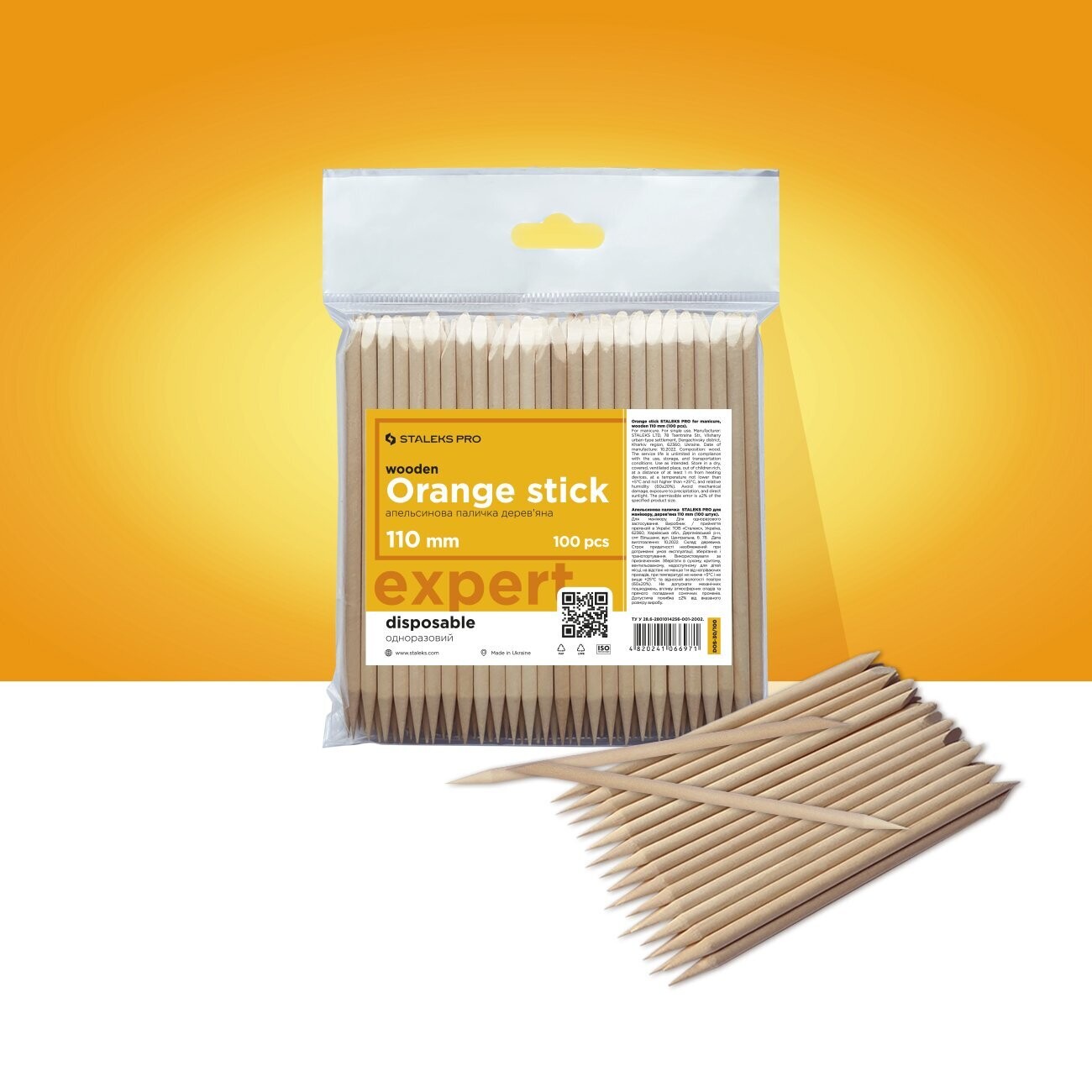 Orangenholzstäpchen STALEKS PRO für Maniküre, Holz 110 mm (100 Stück)