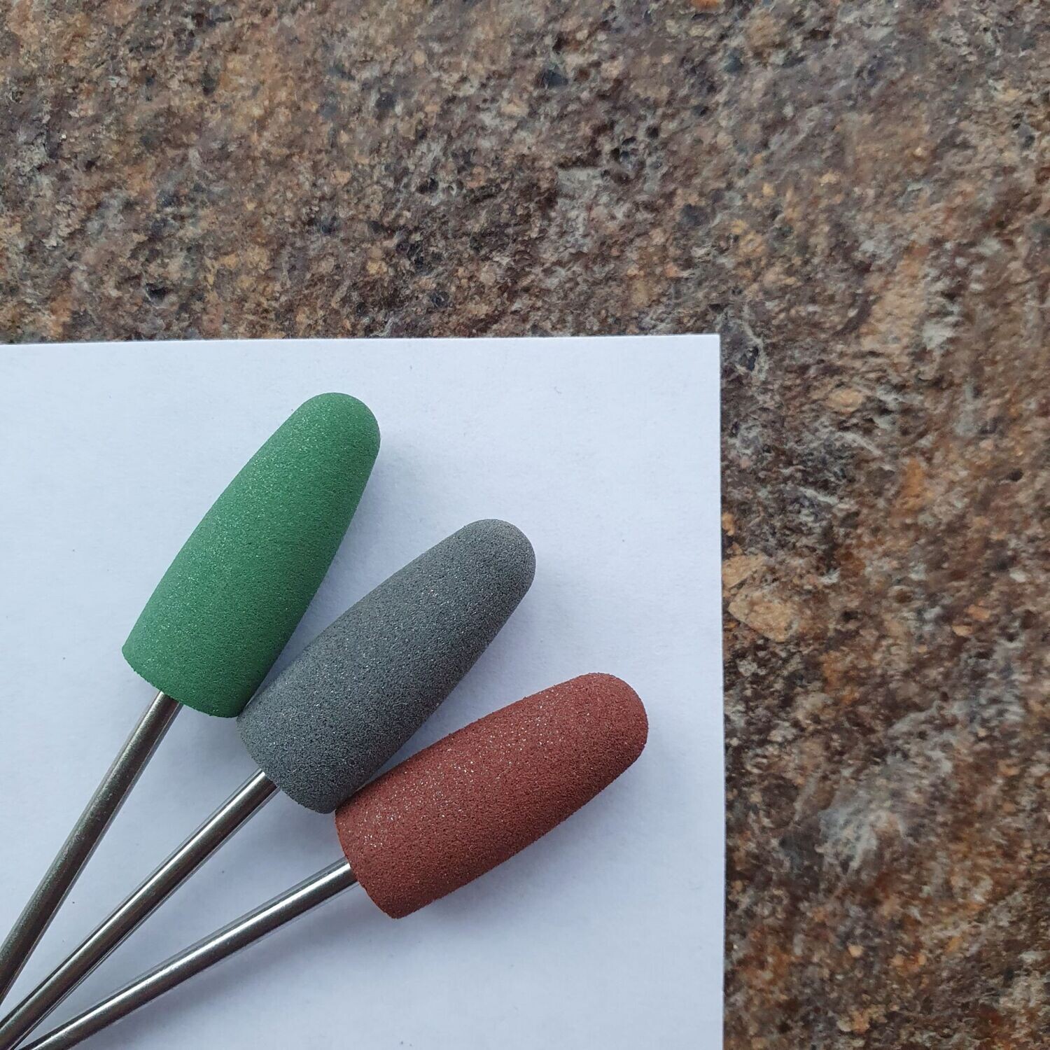 SET Silikonpolierer Ø 10mm, (3 Stück) Braun, Grau, Grün (Grob, Mittel, Fein)