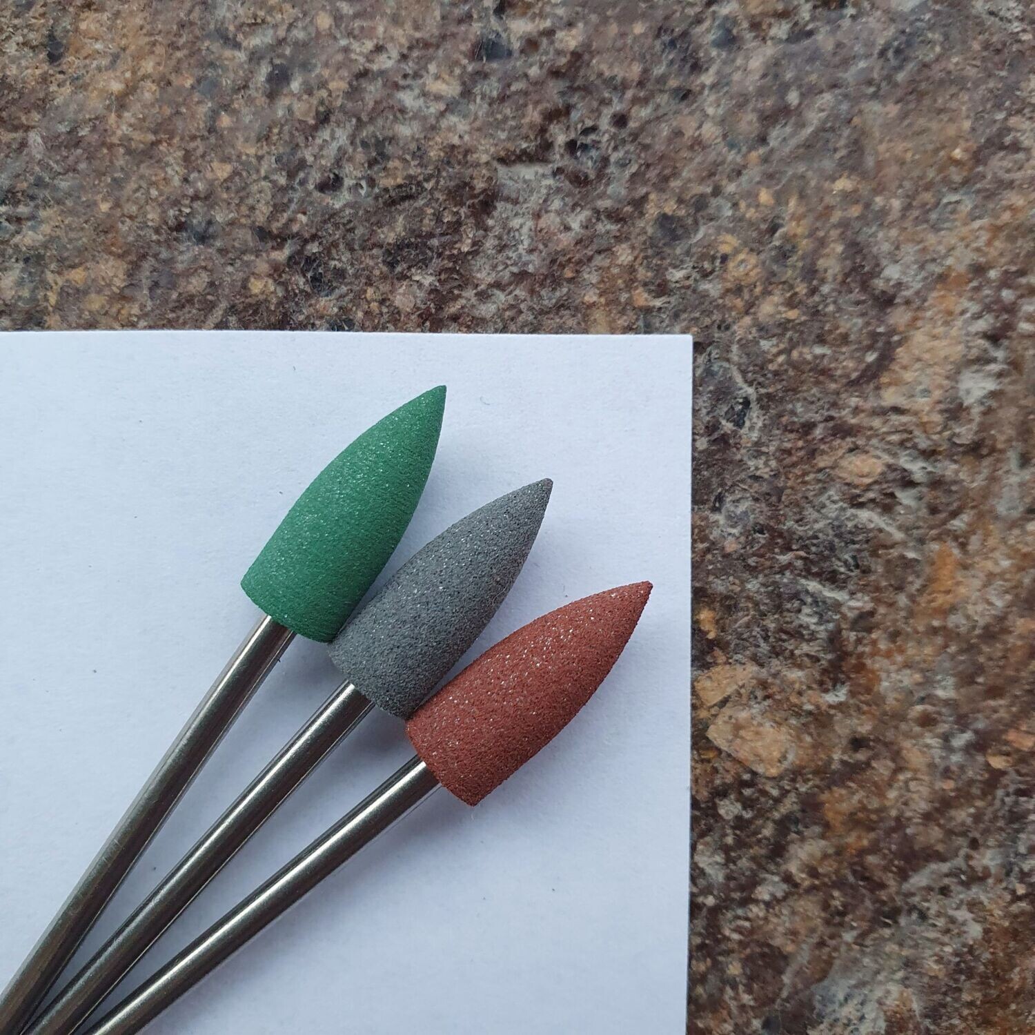 SET Silikonpolierer Ø6mm, (3 Stück) Braun, Grau, Grün (Grob, Mittel, Fein)