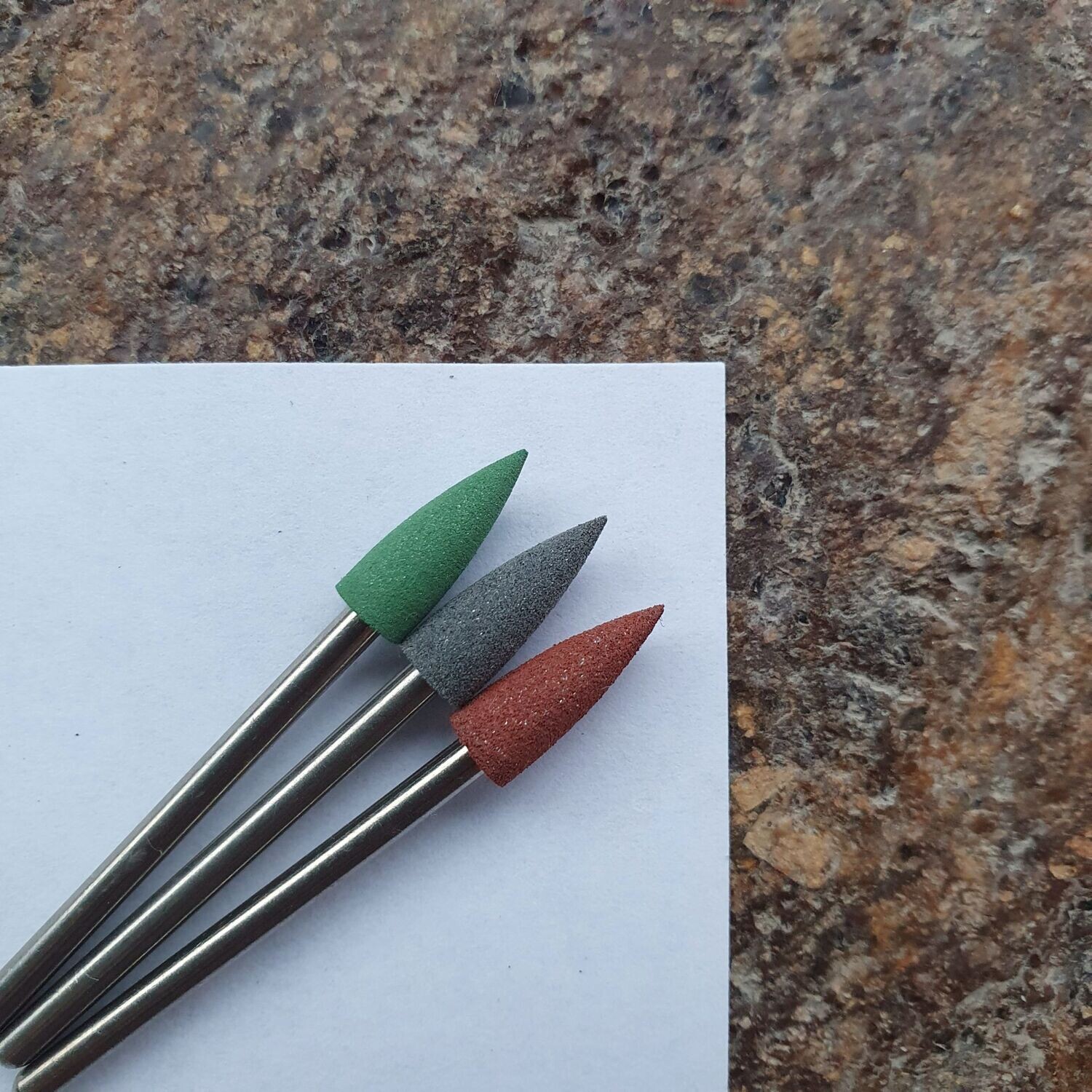 SET Silikonpolierer Ø5mm, (3 Stück) Braun, Grau, Grün (Grob, Mittel, Fein)