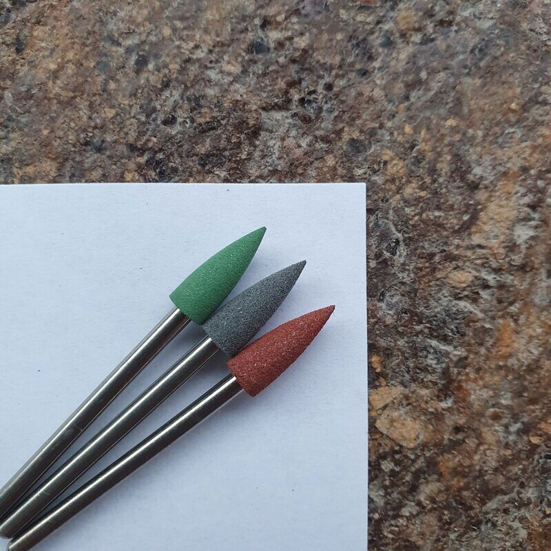 SET Silikonpolierer Ø5mm, (3 Stück) Braun, Grau, Grün (Grob, Mittel, Fein)