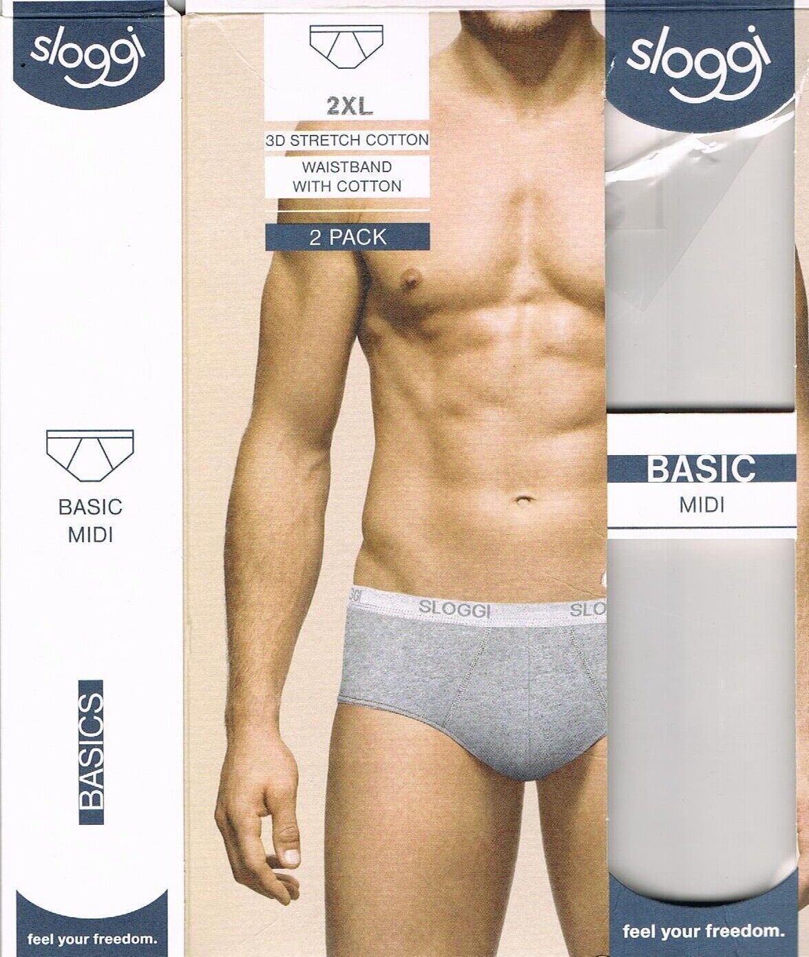 2 SLIP UOMO SLOGGI MIDI BASIC COTONE BIELASTICO