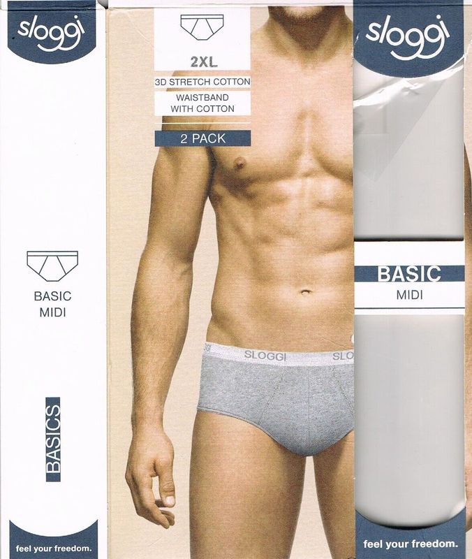 2 SLIP UOMO SLOGGI MIDI BASIC COTONE BIELASTICO