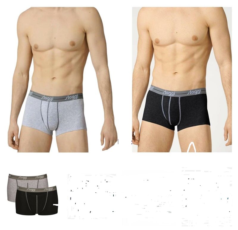 2 BOXER UOMO SLOGGI STARTER GRIGIO   NERO COTONE BIELASTICO