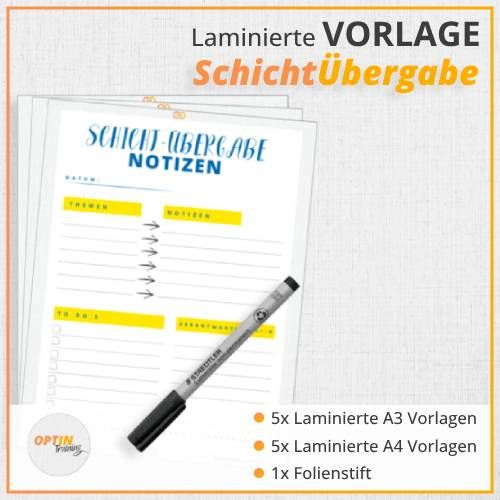 Laminierte VORLAGE Schichtübergabe