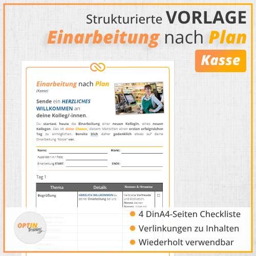 Vorlage Einarbeitung nach Plan "Kasse" [Einzelhandel]
