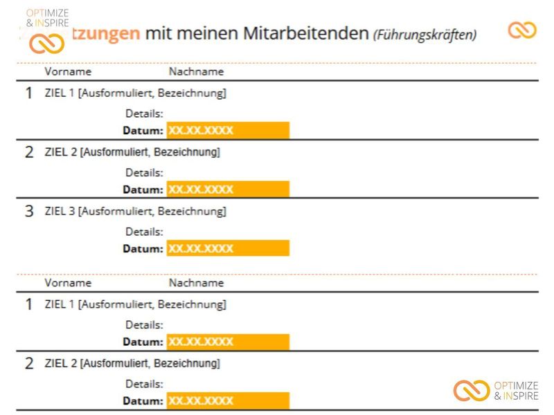 VORLAGE Organisation der ZIEL-Vereinbarungen