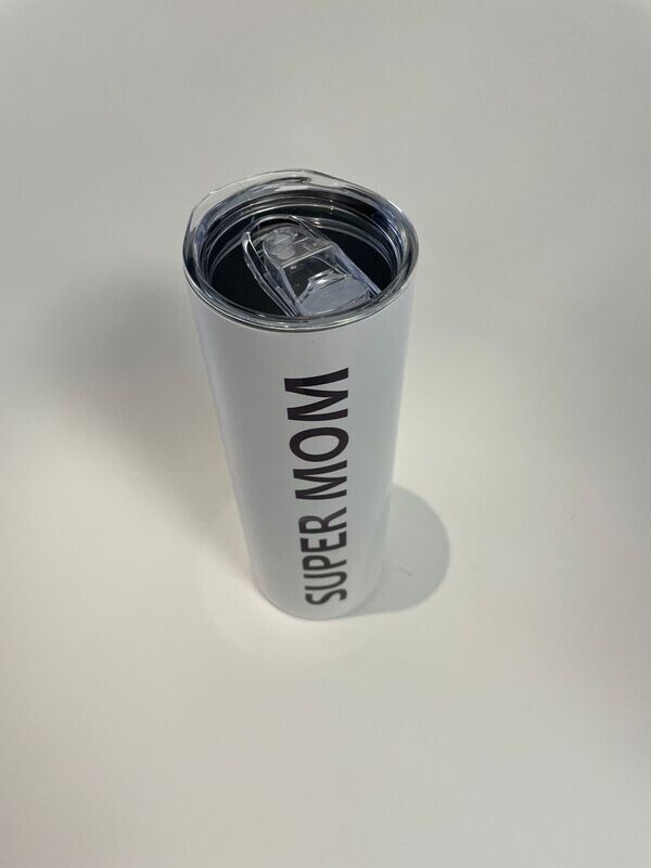 Super Mom or Super Dad 550ml Double Walled Stainless Steel White Tumbler