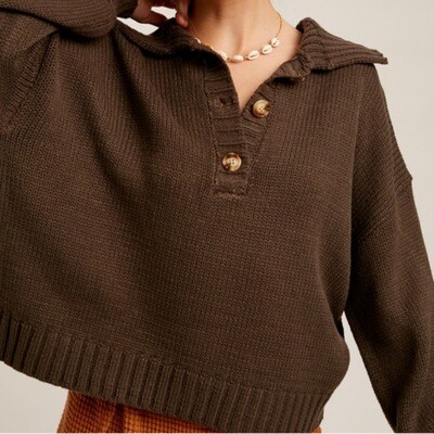 Sweater 3 button collar chocolate