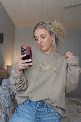Grace Covers Me Embroidered Sweatshirt