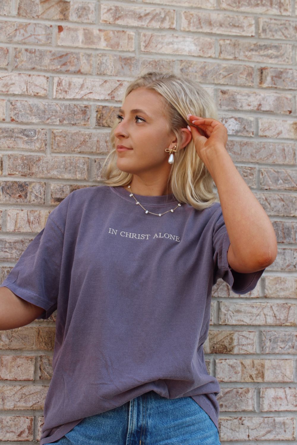 In Christ Alone Embroidered T-Shirt