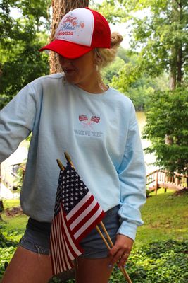 In God We Trust Comfort Colors Embroidered Sweatshirt