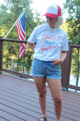 RESTOCK God Bless America Bow T-Shirt