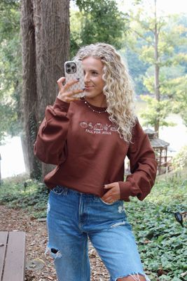 Fall For Jesus Embroidered Sweatshirt