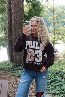 Psalm 23 Faux Embroidery Sweatshirt