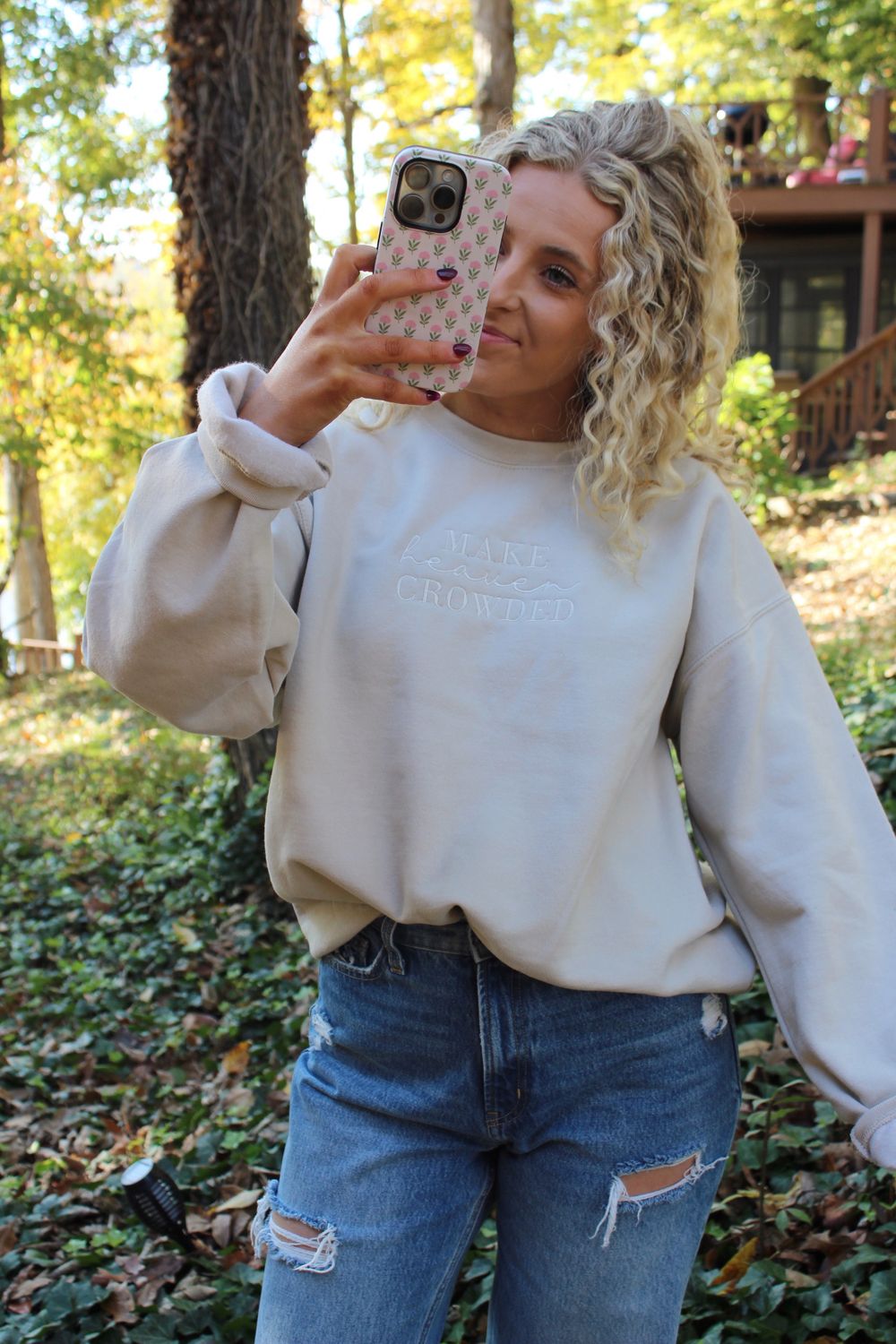 Make Heaven Crowded Embroidered Sweatshirt