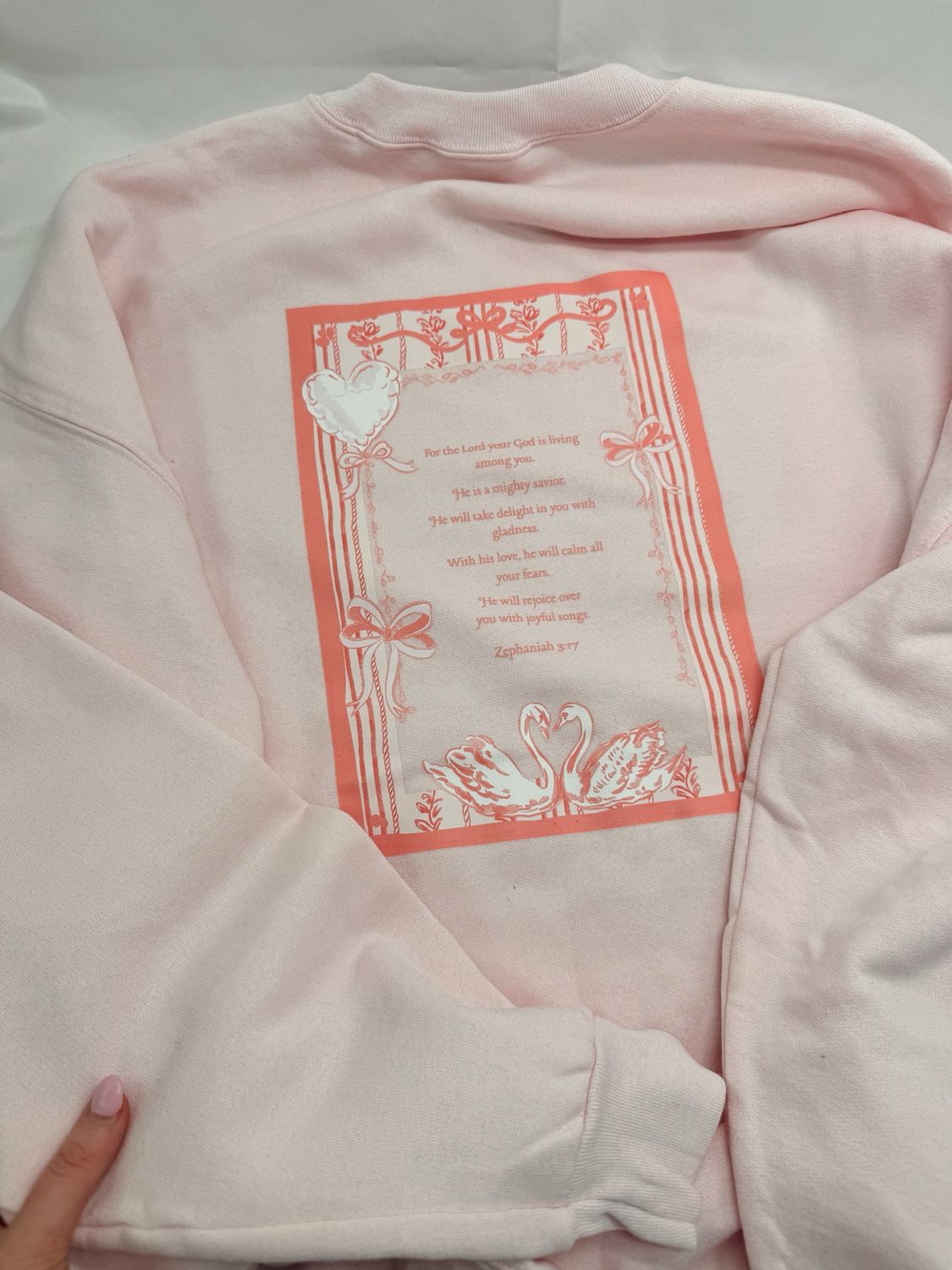 Zephaniah 3:17 Sweatshirt (NO WHITE BACKGROUND WILL BE BEHIND LETTERING-whoops!)