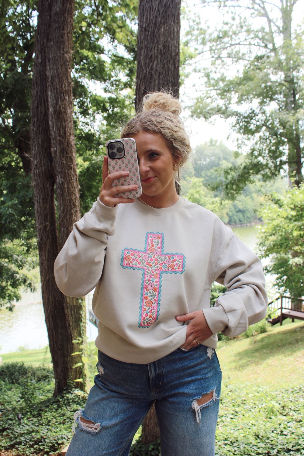 Faux Stitch Cross Sweatshirt