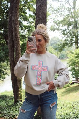Faux Stitch Cross Sweatshirt