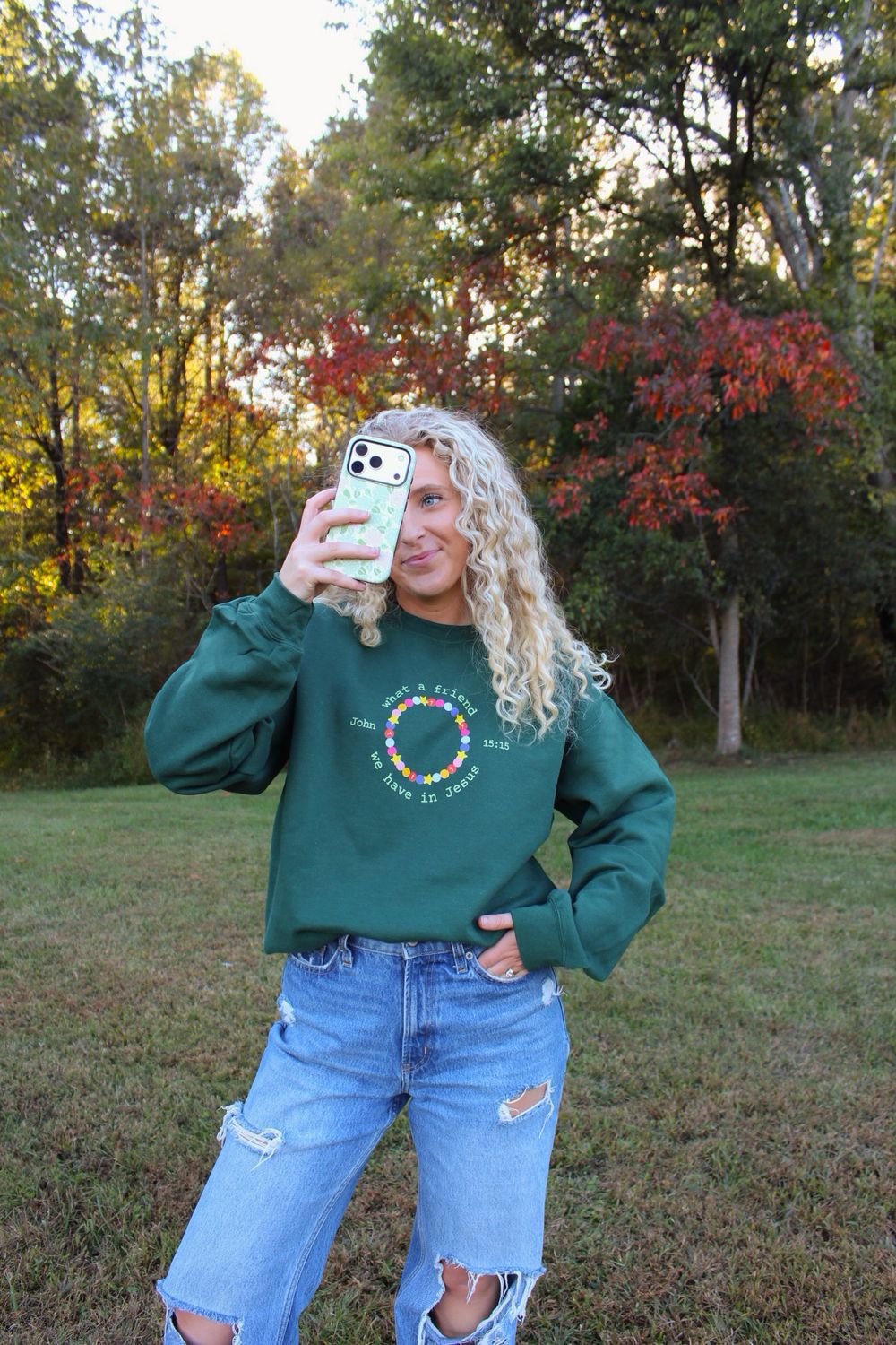 Friendship Bracelet with Jesus Sweatshirt