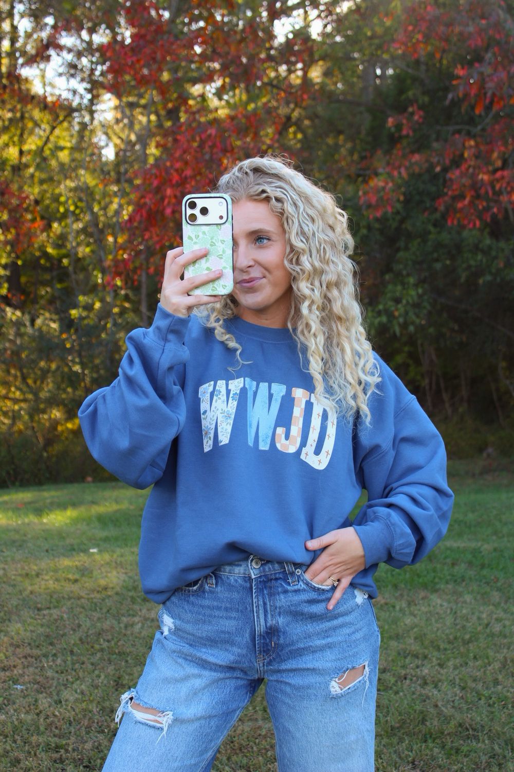 WWJD Blue Sweatshirt