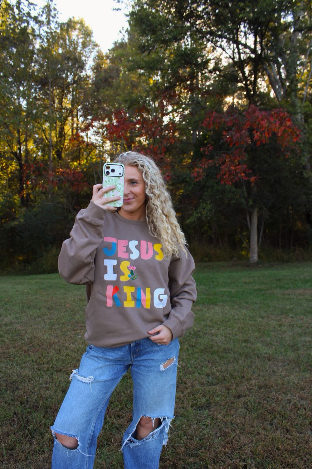Jesus is King Brown Sweatshirt
