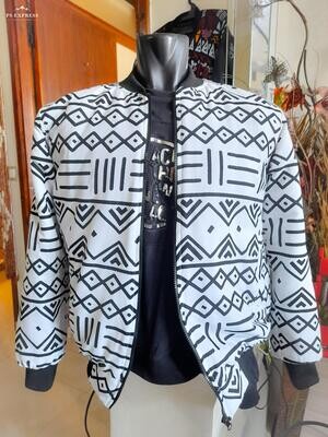 Veste Bombers  jacket  Africaine  blanc et noir  - DJASSA CONCEPT STORE - Casablanca
