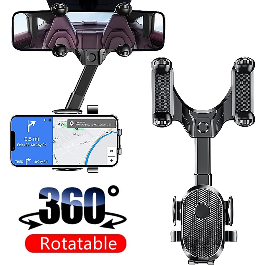 Rétroviseur automatique Support de Téléphone dans la Voiture Support de Téléphone Portable Voiture Support Mobile Rotatif Réglable Voiture Support De SmartPhone