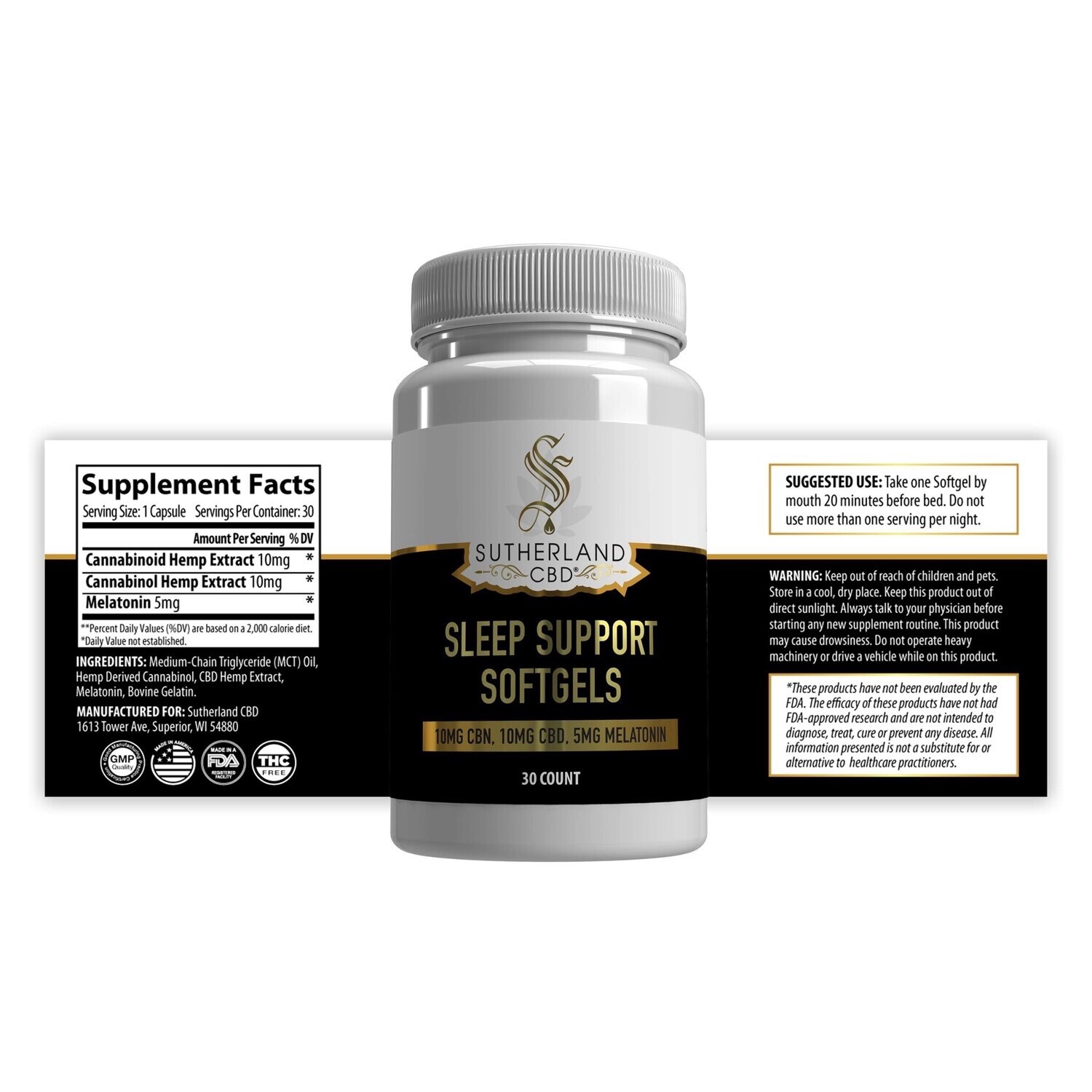 Sutherland CBD 25mg Sleep Support Softgels