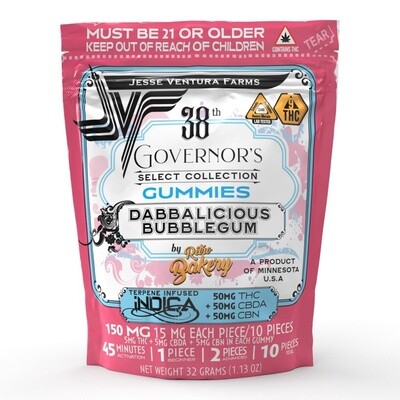 Jesse Ventura Farms - Dabbalicious Bubblegum (Indica) Gummies - 10PK 150MG THC+CBDA+CBN