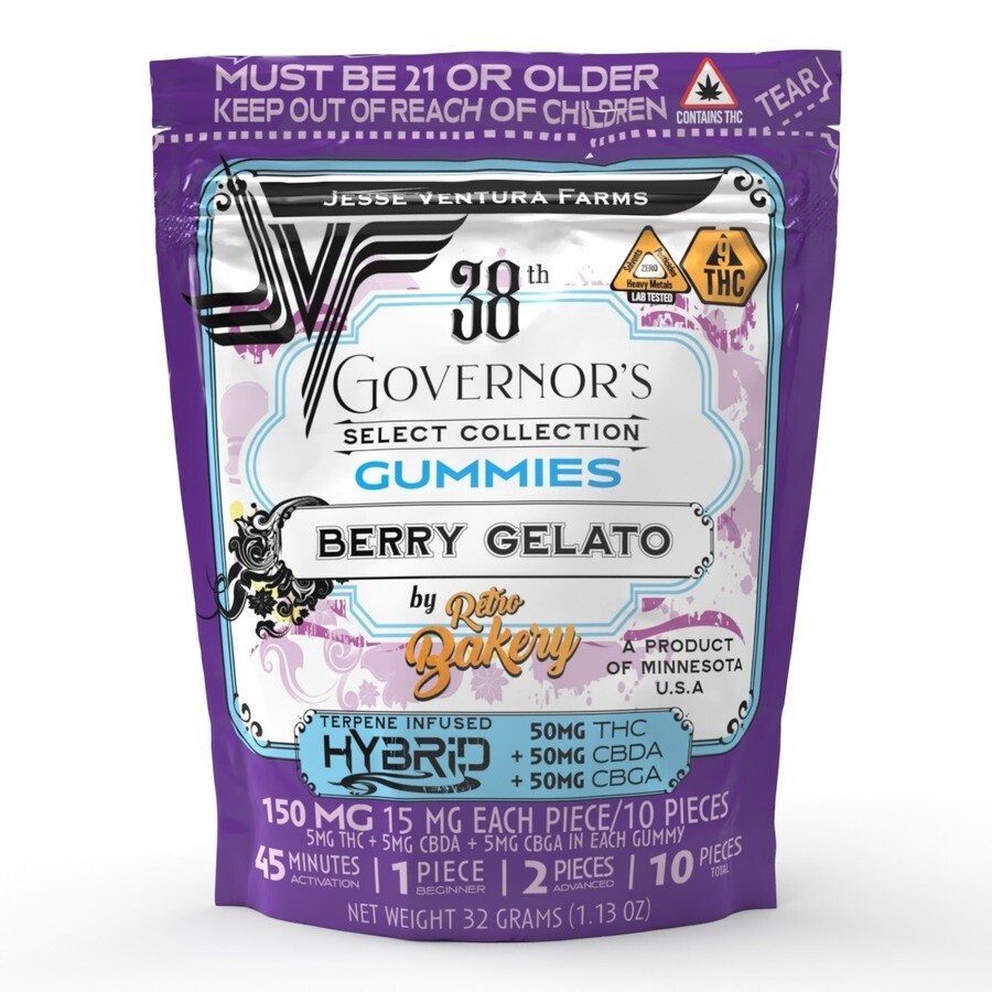 Jesse Ventura Farms - Berry Gelato (Hybrid) Gummies - 10PK 150MG THC+CBDA+CBGA