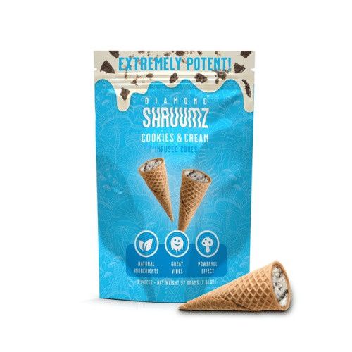 Diamond Shruumz - Mushroom Infused Cones (2pk), Flavor: Cookies &amp; Cream