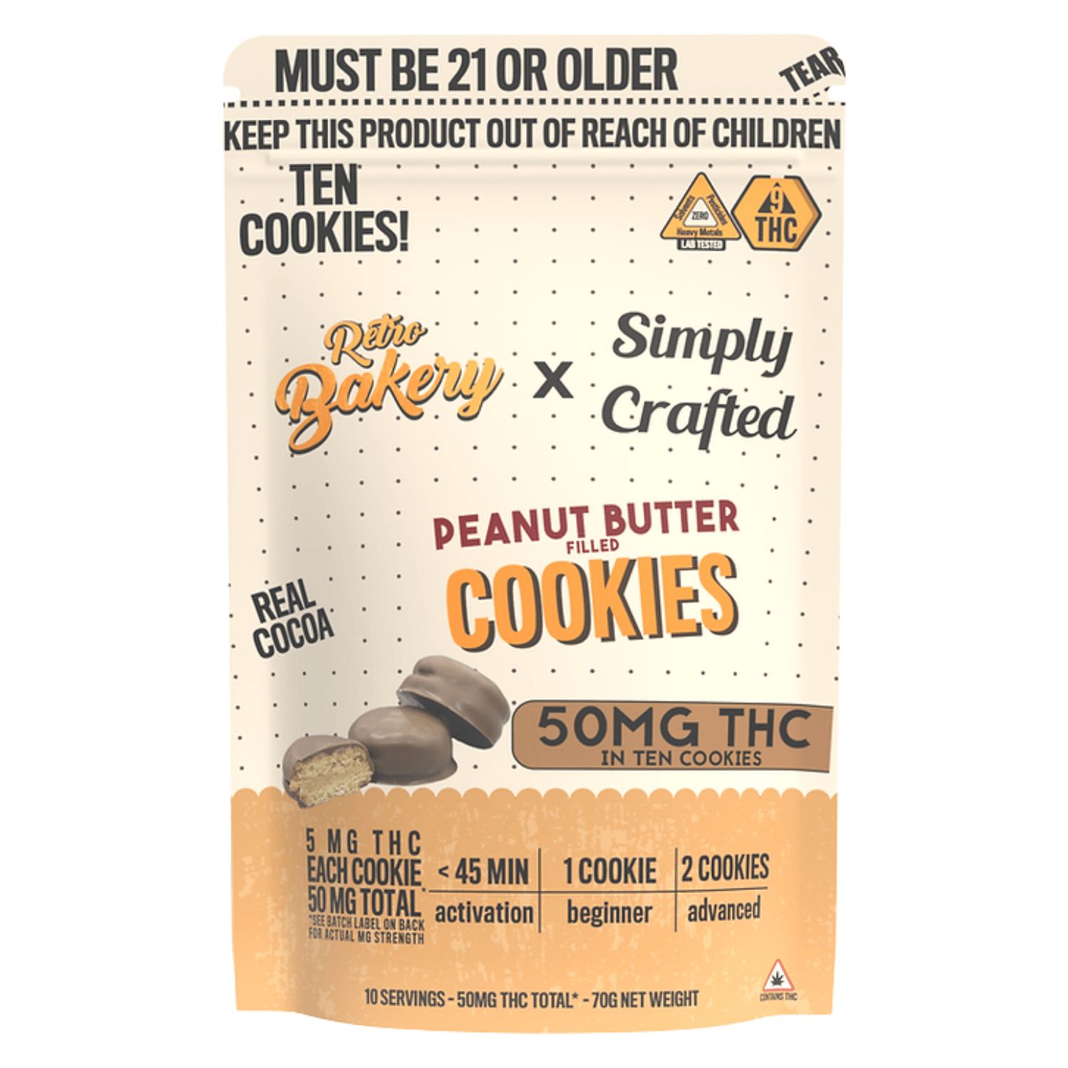 Chocolate Covered Peanut Butter Cookies (50mg)