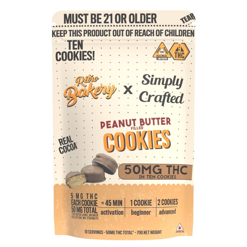 Retro Bakery Chocolate Covered Peanut Butter Cookies (50mg)