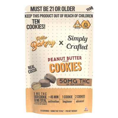 Retro Bakery Chocolate Covered Peanut Butter Cookies (50mg)
