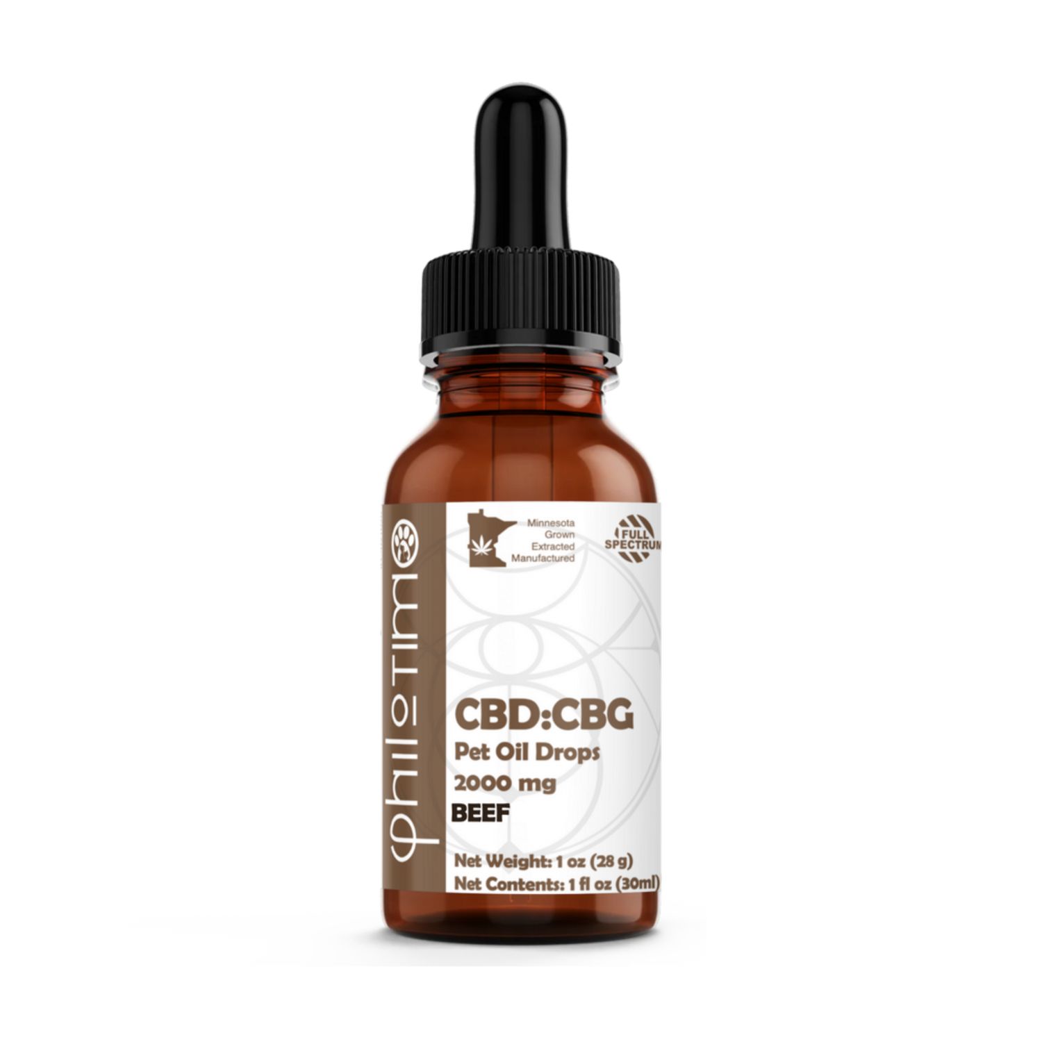 Philotime CBD:CBG Pet Tincture, Flavor: Beef