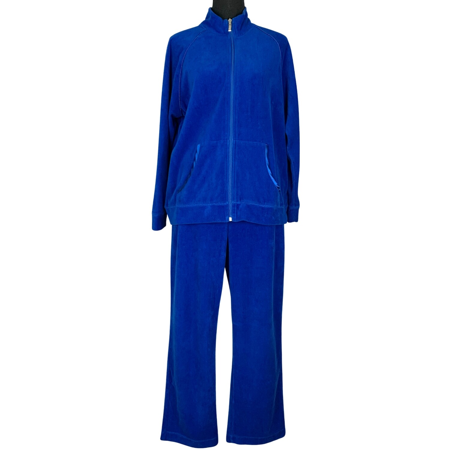 Vintage 90s Blue 2Piece Velour Activewear Tracksuit Set by Alia