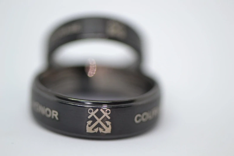 Navy Boatswain's Mate Ring BM Black Tungsten Band US Sailor's Graduation Souvenir