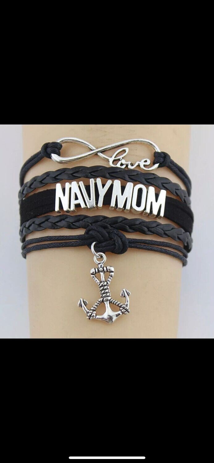 Navy Mom Leather Bracelet Sailor Mother Souvnier