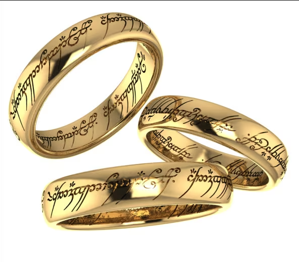 Lord of the Rings One Magic Ring Gold Tungsten Elvish King Band
