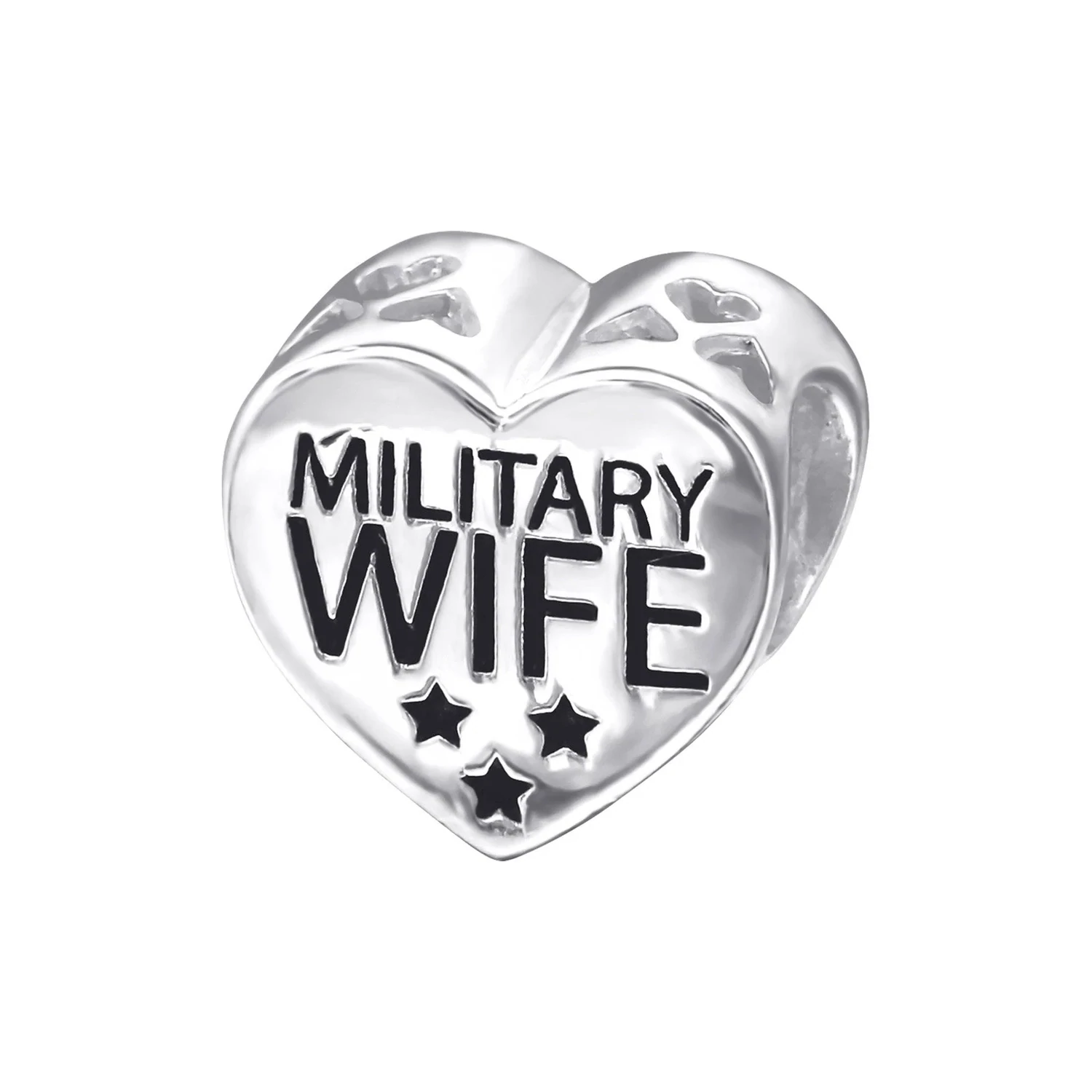 Military Wife Sterling Silver Beads/Charm, I love my Wife ; Wife No 1; Birthday ,Anniversary Gift