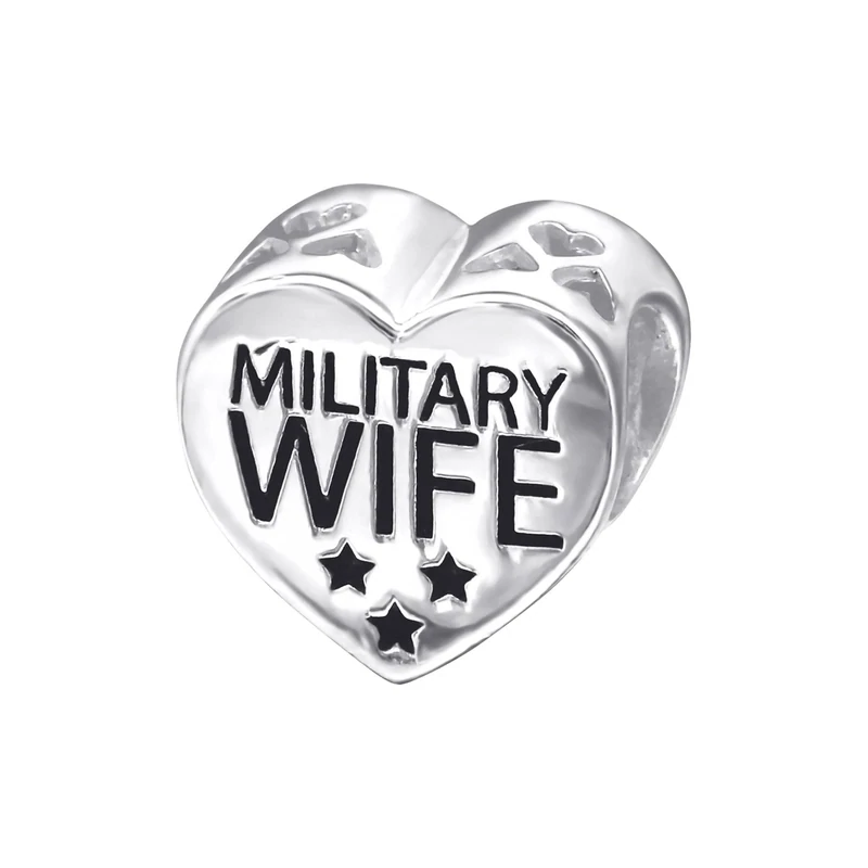 Military Wife Sterling Silver Beads/Charm, I love my Wife ; Wife No 1; Birthday ,Anniversary Gift