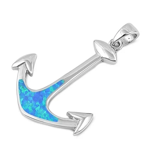 Opal Anchor Lab Created 925 Sterling Silver Pendant Necklace