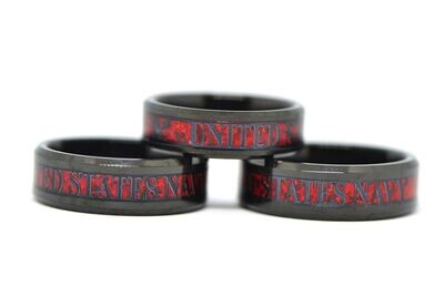 US Navy Tungsten Ruby Red Black Ring Sailor Graduation Souvenir Military Men Women Wedding Band