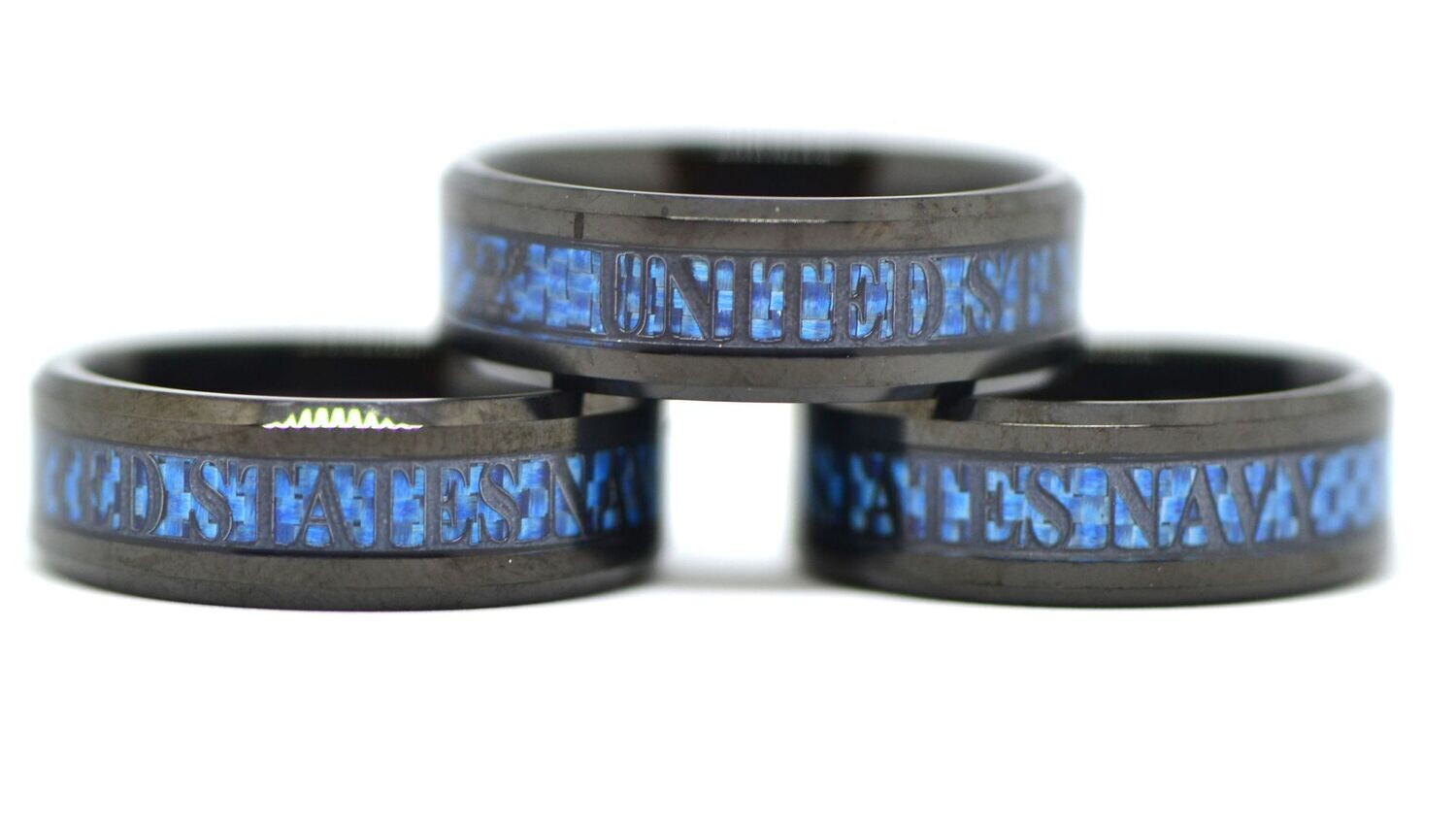 US Navy Black Blue Tungsten Carbide Ring Sailor's Graduation Souvenir Men Women Wedding Band
