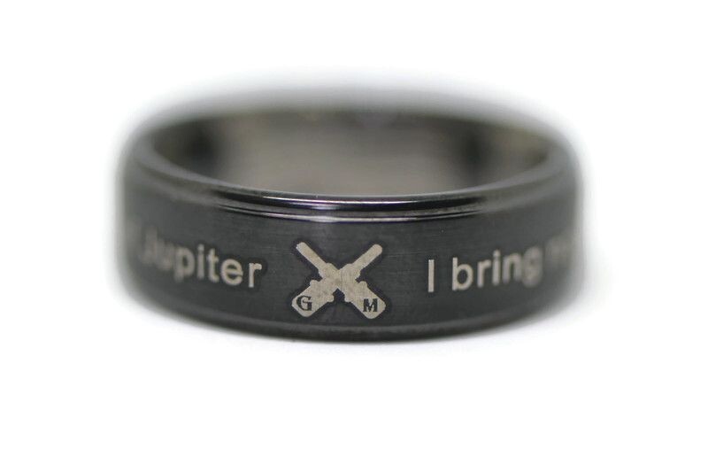 Navy Gunner's Mate Ring GM Black Tungsten Band U.S Sailor's Graduation Souvenir
