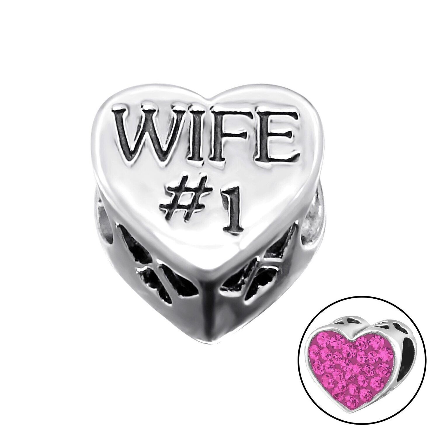 Wife 925S Beads/Charm, I love my Wife ; Wife No 1; Christmas Birthday Anniversary