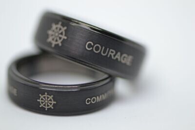 Navy Quartermaster QM Ring Black Tungsten US Sailor's Souvenir