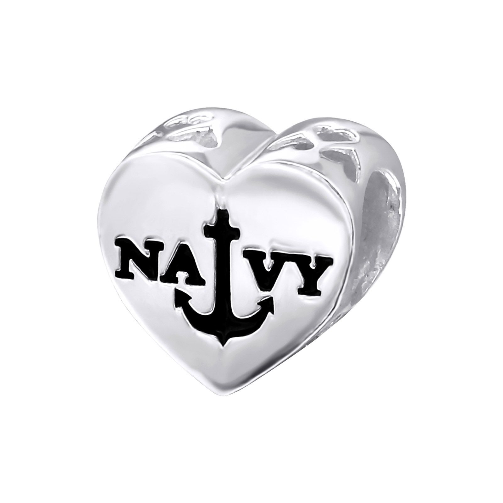 NAVY Anchor with American Flag Bead Charm 925S Sailor Gift